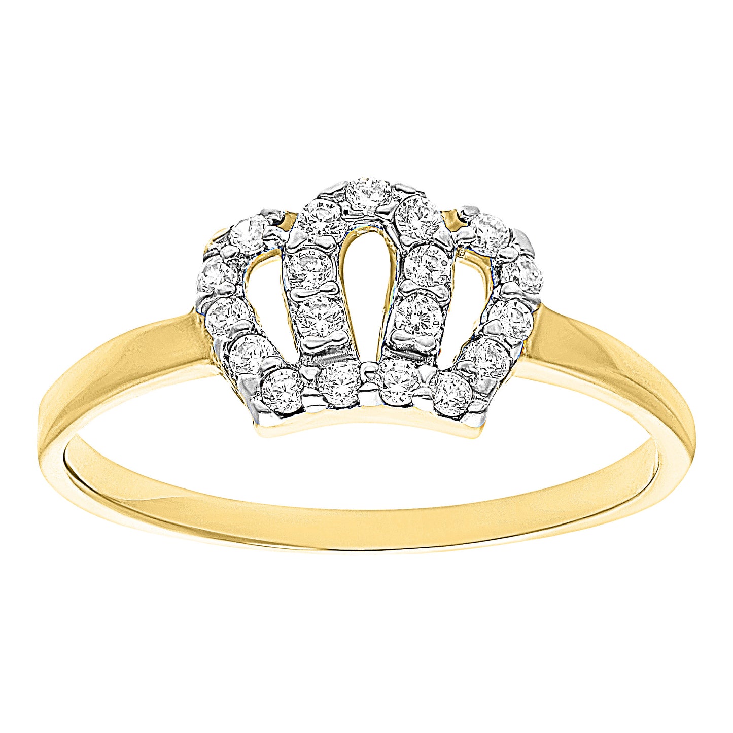 Anillo Corona en Oro 10k con Circonias