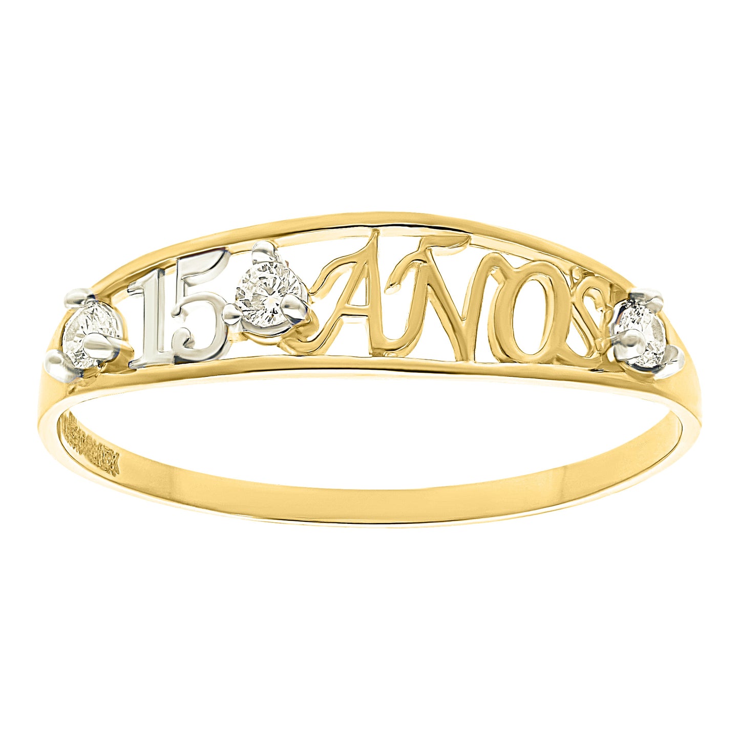 Anillo de Quinceañera en Oro 10k con Circonias