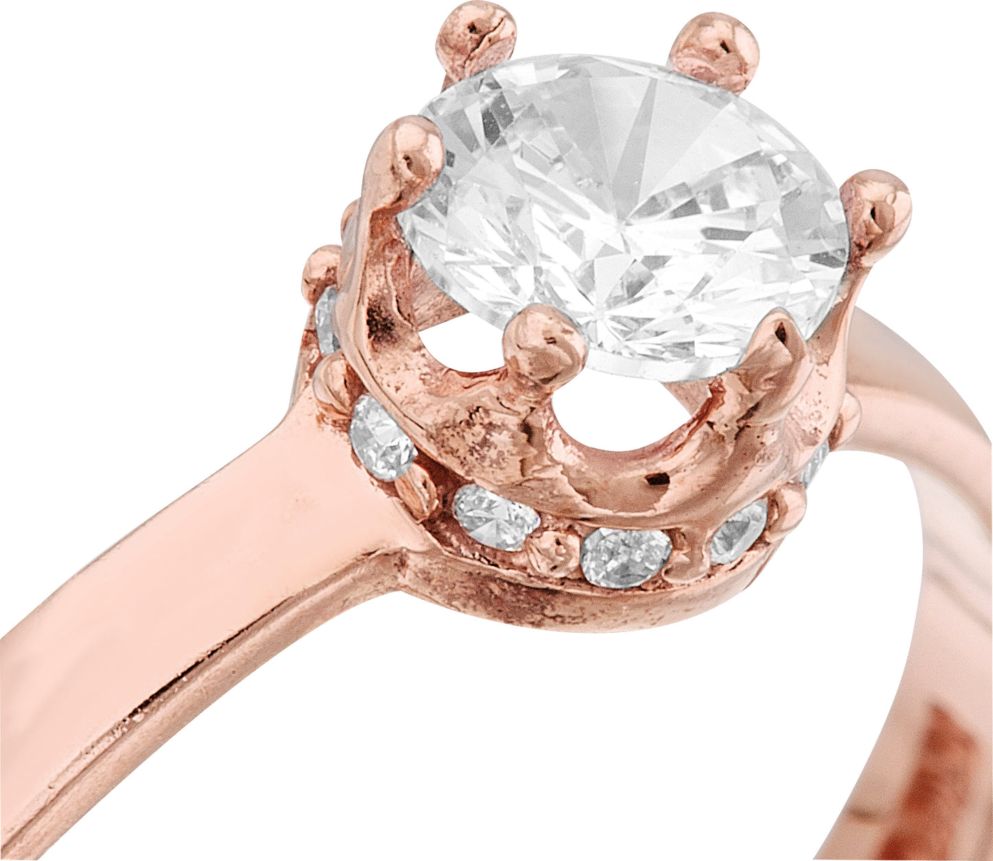 Anillo de Oro Rosa 10k con Circonia