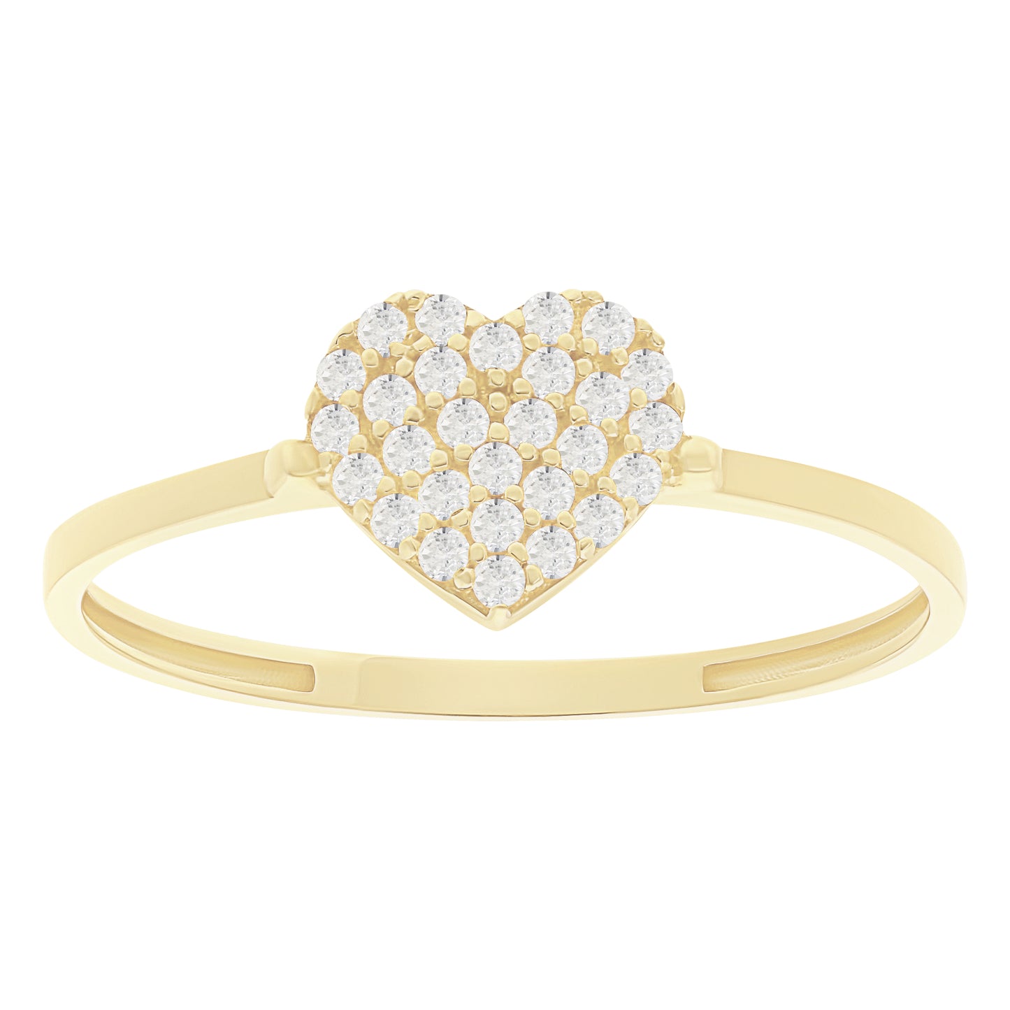 Anillo de Corazón en Oro 10k con Circonias