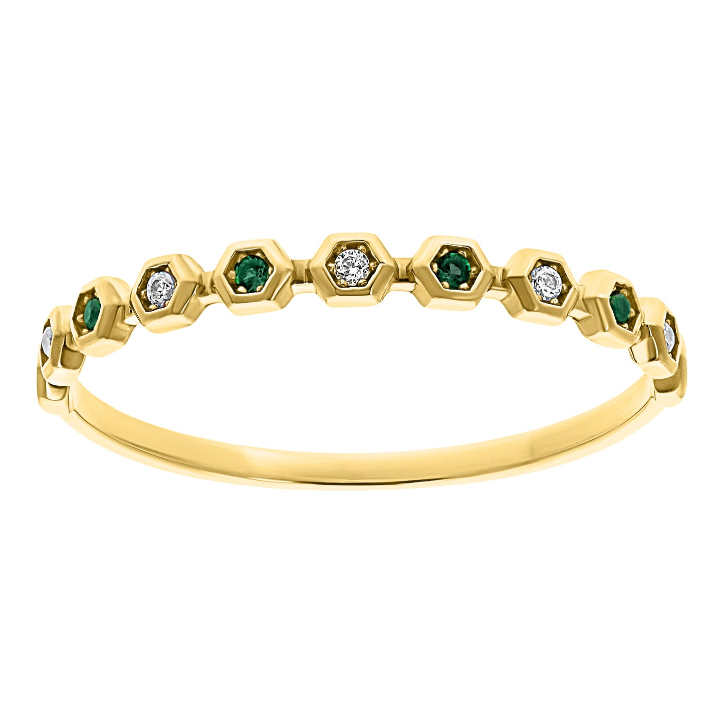 Anillo de Oro 10k con Circonias Verdes y Blancas