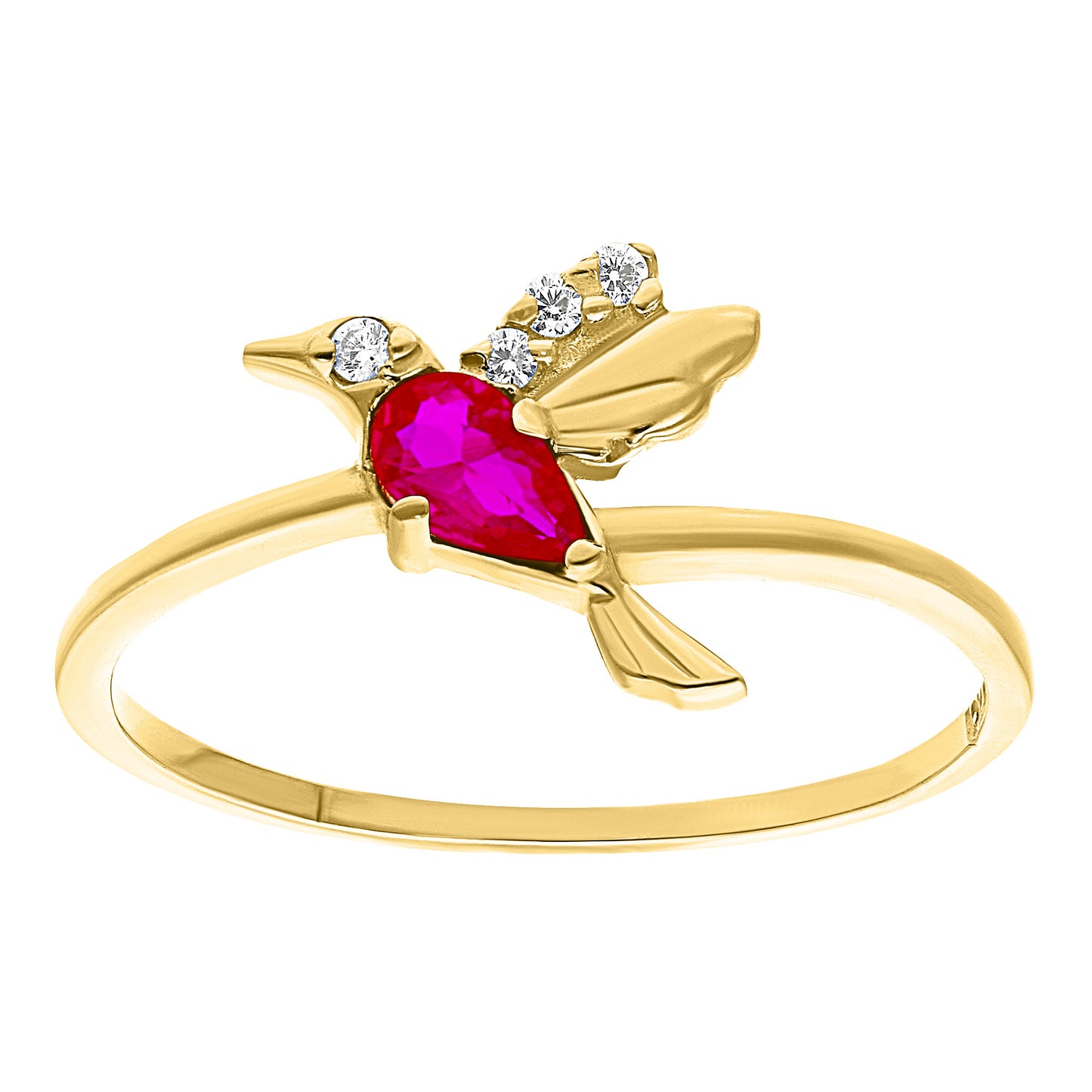 Anillo Colibrí en Oro 10k con Circonias Blancas y Rosas