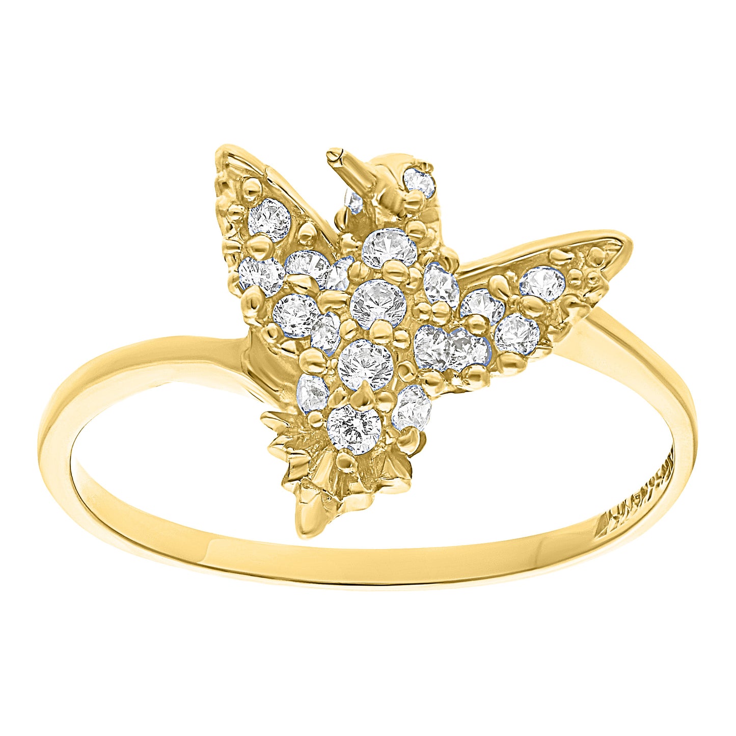 Anillo Colibrí en Oro 10k con Circonias Blancas
