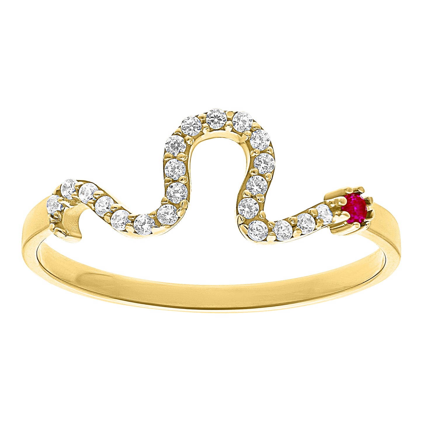 Anillo Serpiente en Oro 10k con Circonias