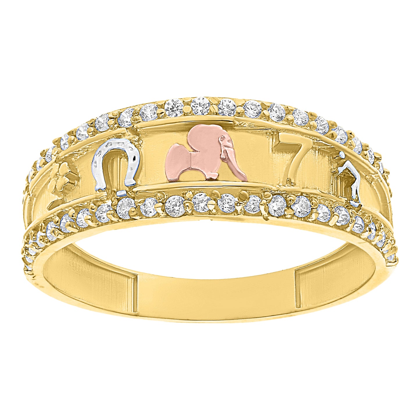 10k Gold Lucky Ring with Cubic Zirconia