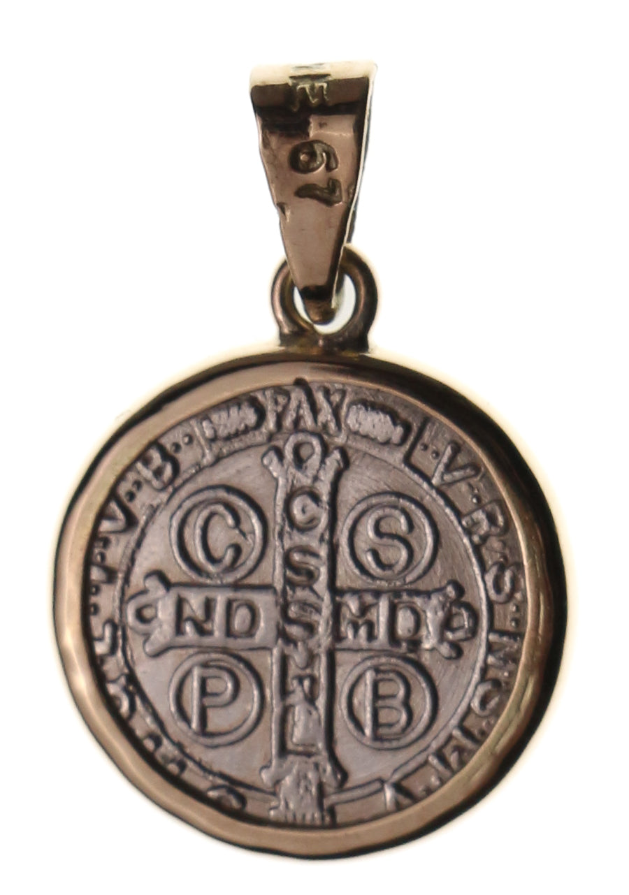 MEDALLA SAN BENITO PLATA/ORO 14K