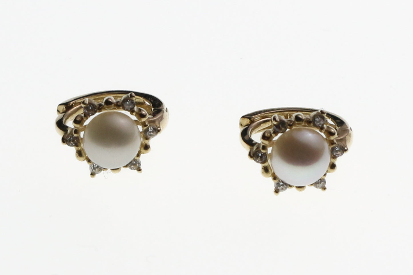 HUGGIES MINI ORO 14K PERLAS