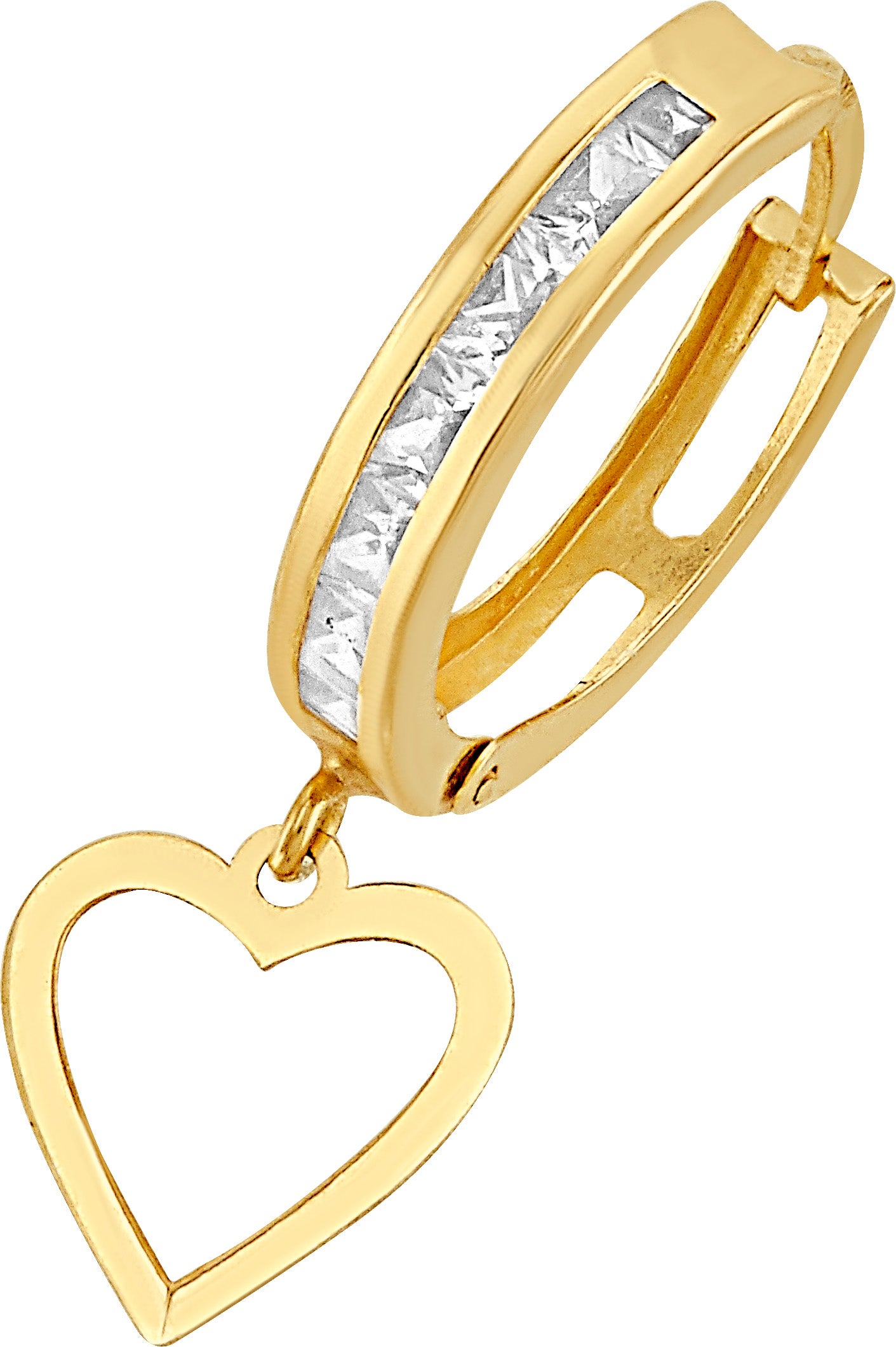 Arracadas con Dije de Corazón en Oro de 10k