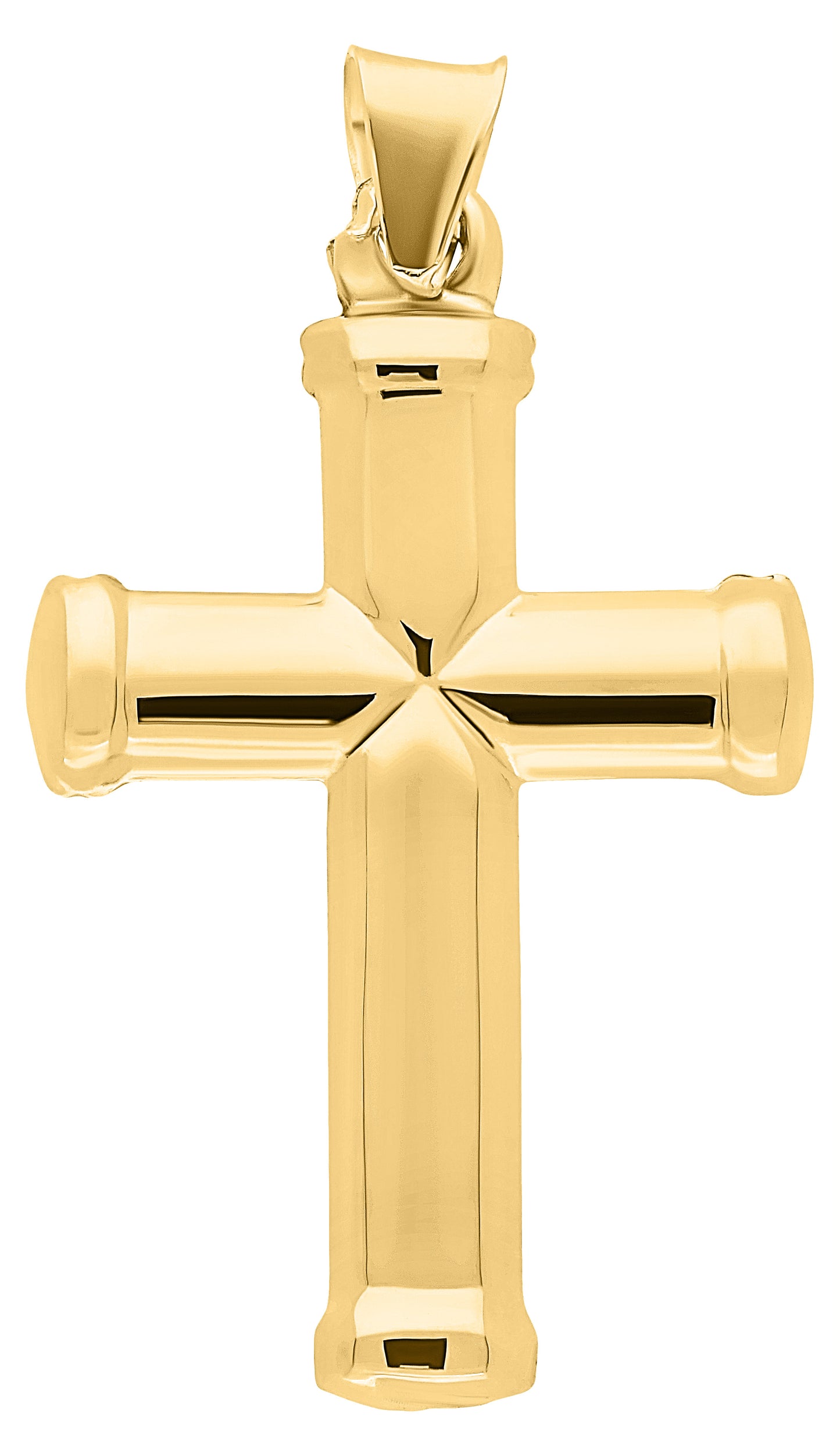 Dije de Cruz de Tubo Facetada en Oro 10k