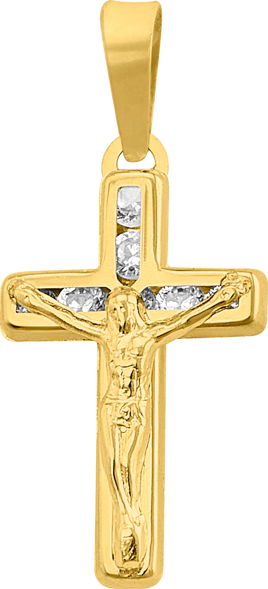 Cruz con Crucifijo en Oro 10k con Circonias