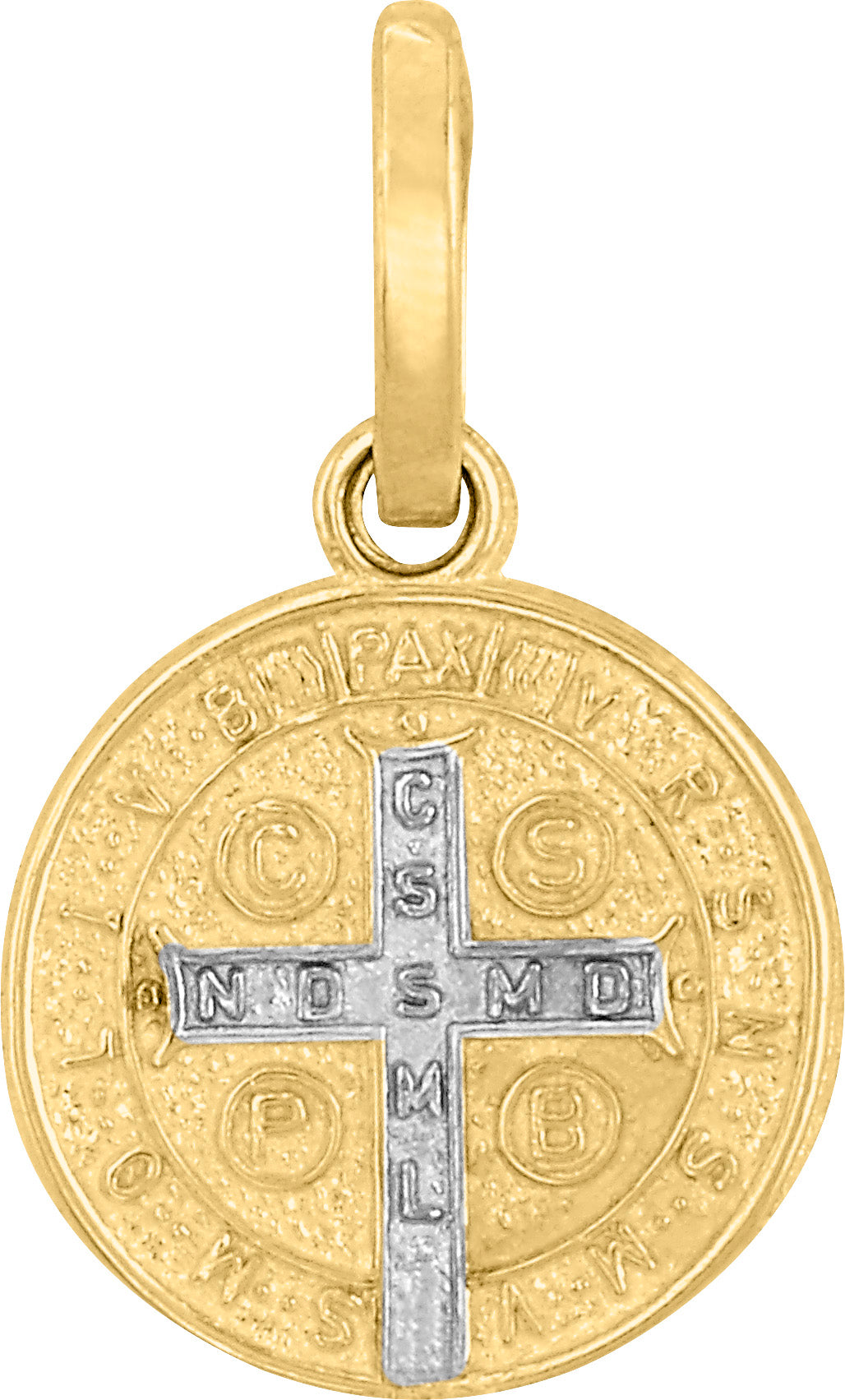 Medalla San Benito Bicolor en Oro 10k