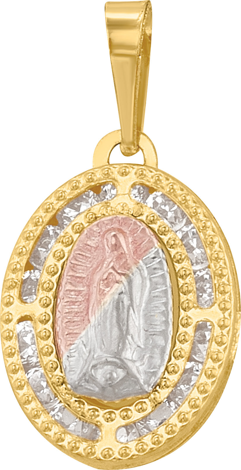 Medalla Tricolor Virgen de Guadalupe en Oro 10k
