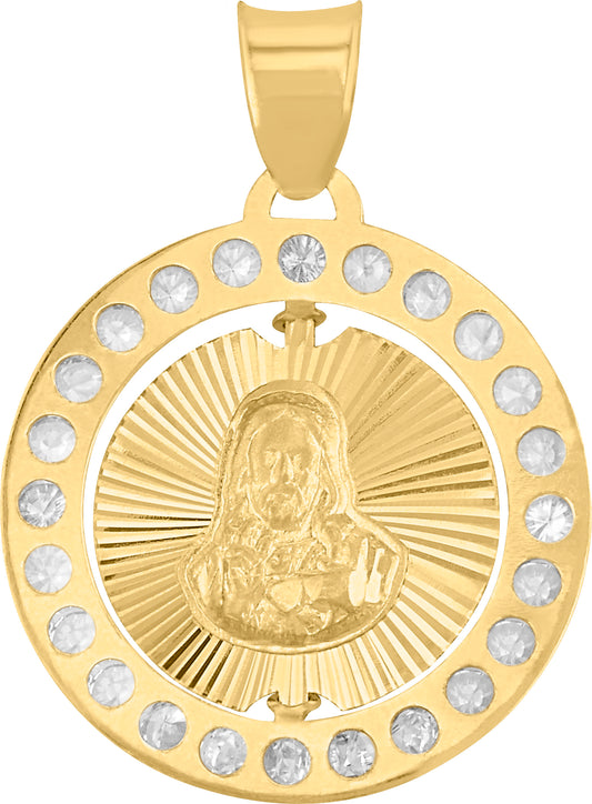 10k Gold Scapular Medal with Zirconias