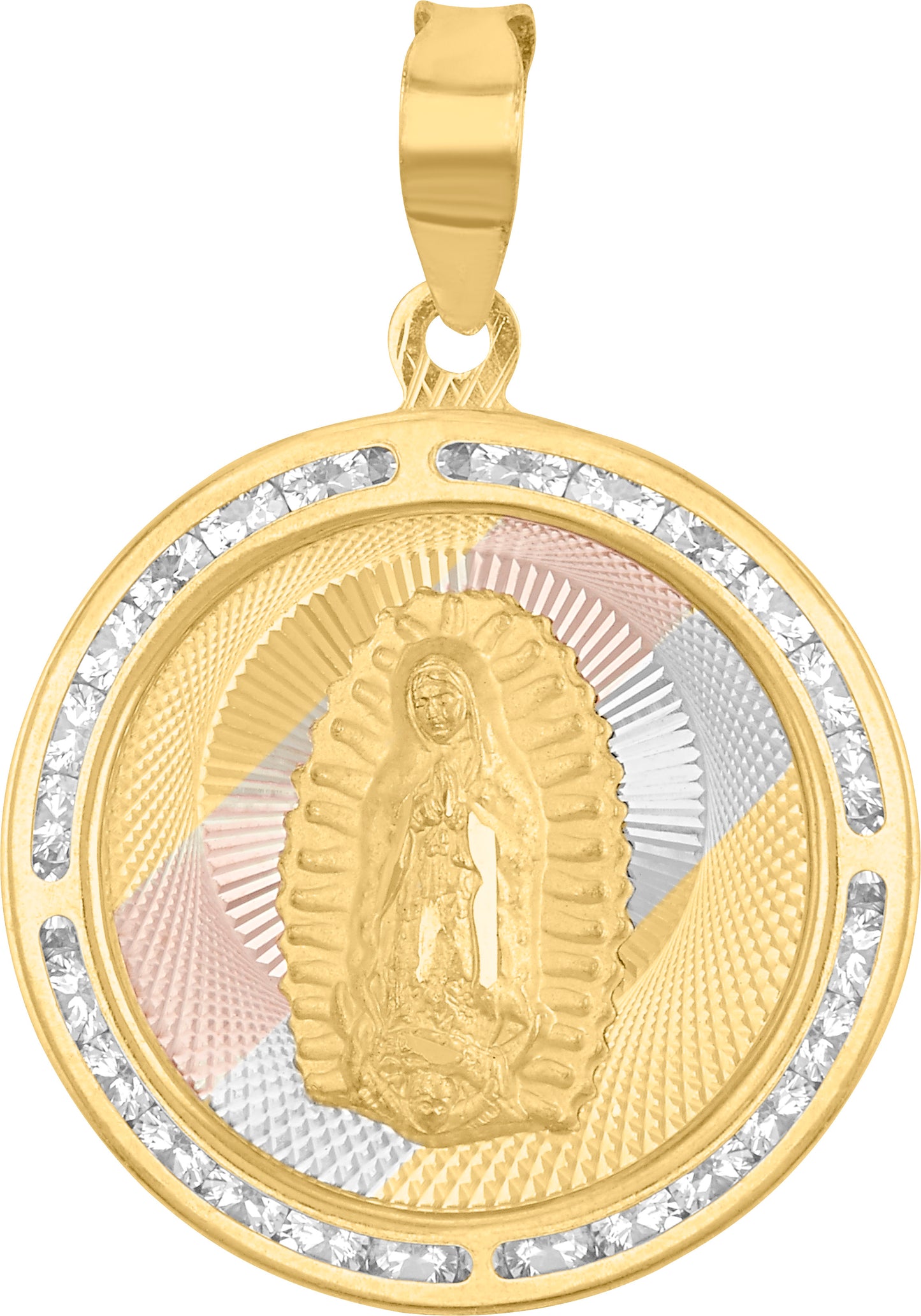 Medalla Virgen de Guadalupe en Oro 10k con Circonias