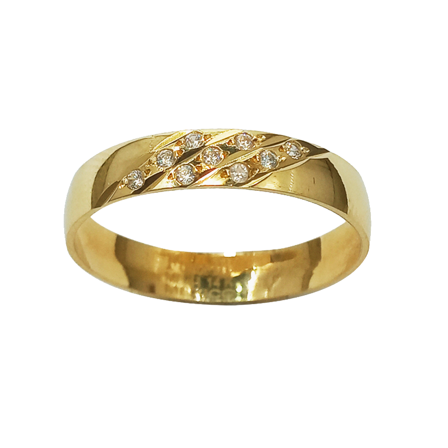 ARGOLLA ORO 14K 3 DIAGONALES ZIRCONIAS