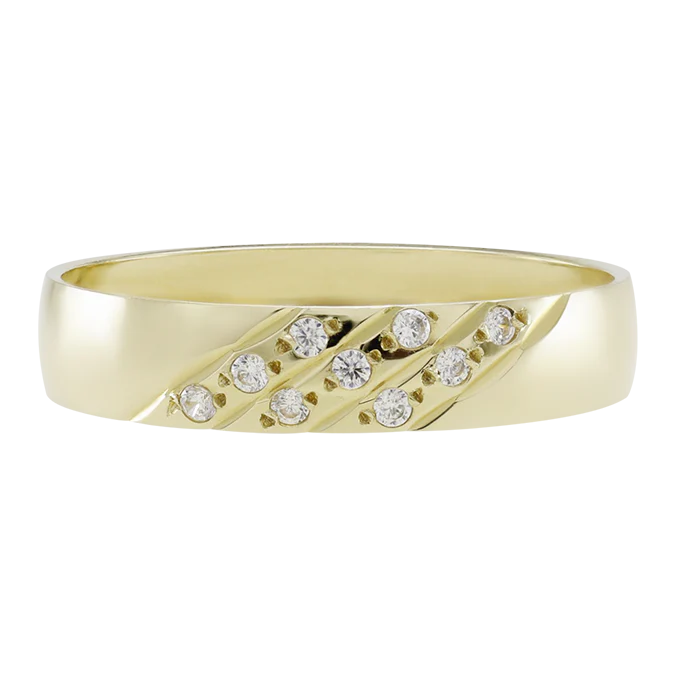 Argollas 14k con Tres Líneas Diagonales Circonias