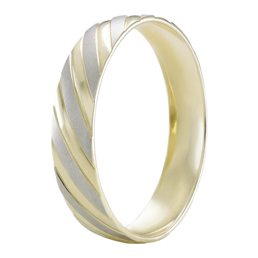 ARGOLLA ORO 14K DIAGONALES COMBINADAS.
