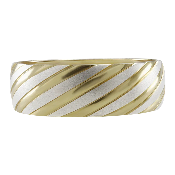 Argolla Combinada en Oro 14k con Diagonales