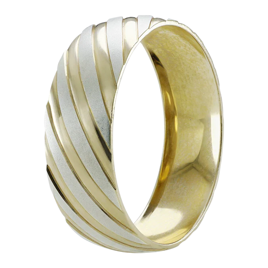 Argolla Combinada en Oro 14k con Diagonales