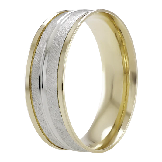 Argolla Combinada en Oro de 14k en Mate