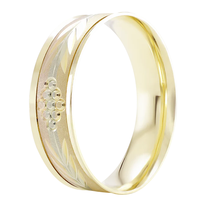 Argolla Florentina en Oro 14k con Grabado Floral
