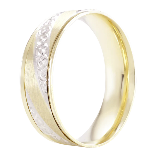 Argolla Combinada en Oro de 14k con Circonias