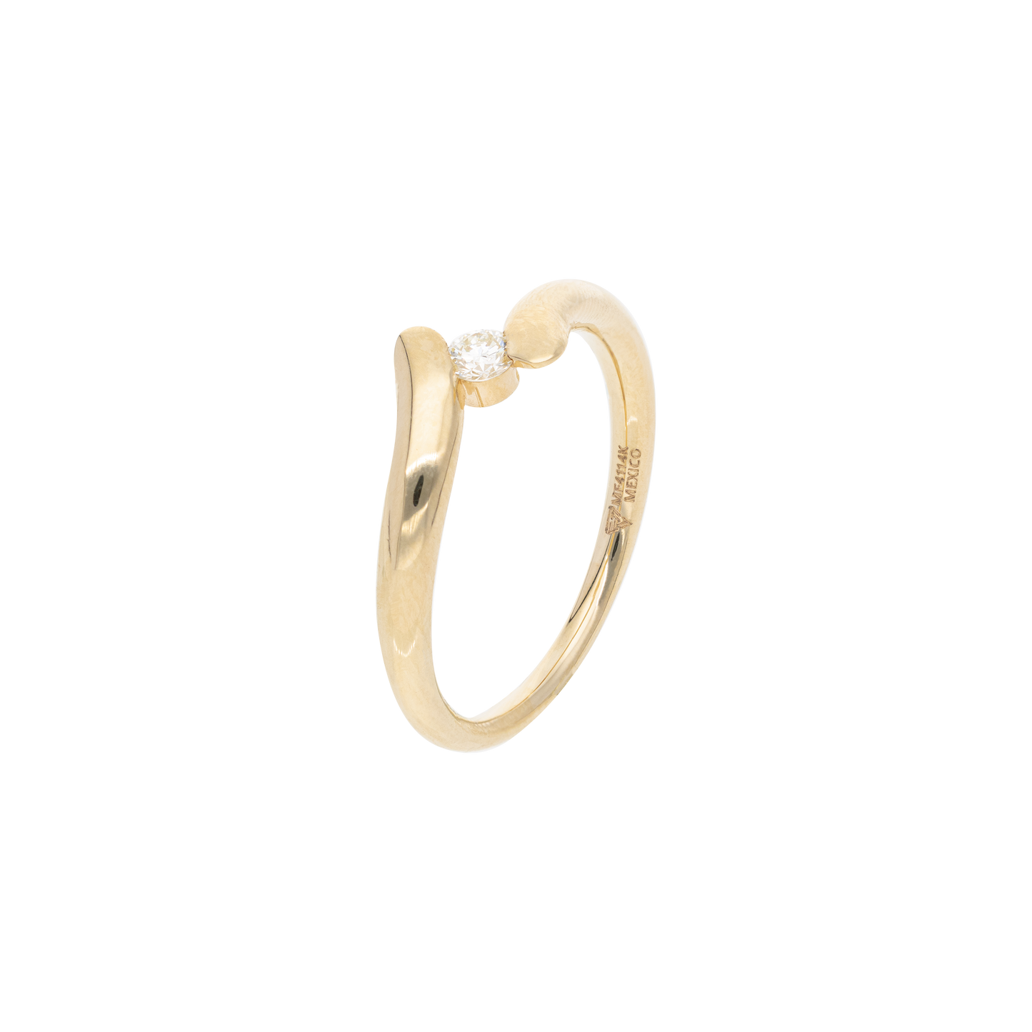 SOLITARIO ORO 14K CIRCONIA CRUZADO