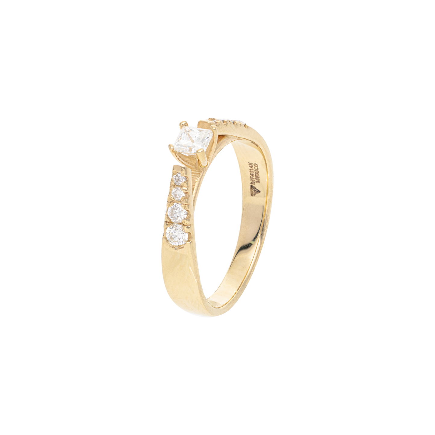 SOLITARIO ORO 14K CIRCONIA PRINCESA