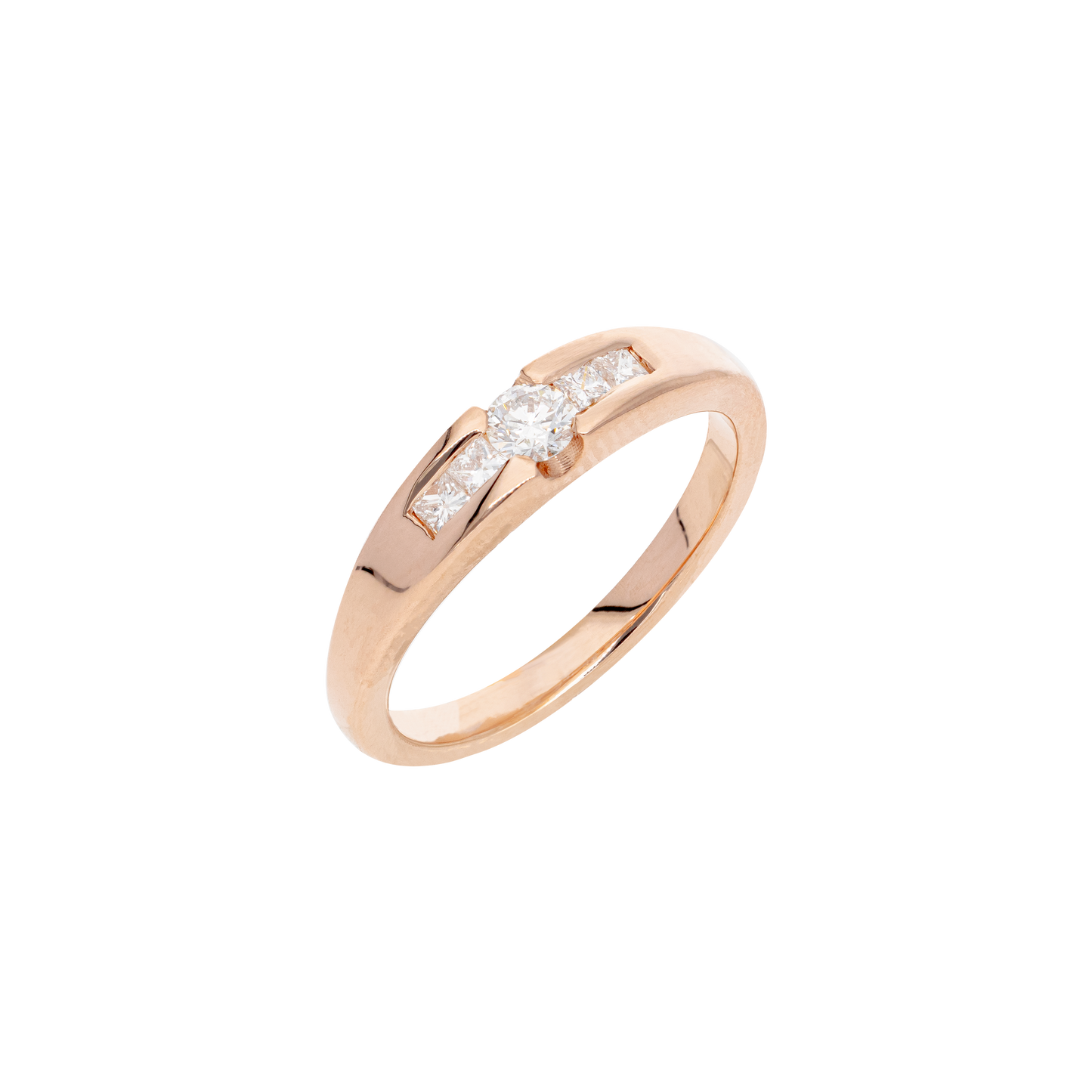 SOLITARIO ORO 14K ROSA CIRCONIA