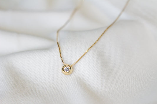 Juego de Gargantilla y Broqueles en Oro 14k con Circonias