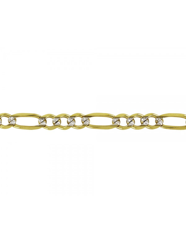 Cadena Estilo Fígaro 3X1 Pave En Oro De 10K y 14K