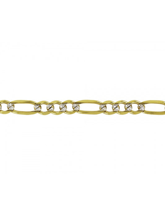 Cadena Estilo Fígaro 3X1 Pave En Oro De 10K y 14K
