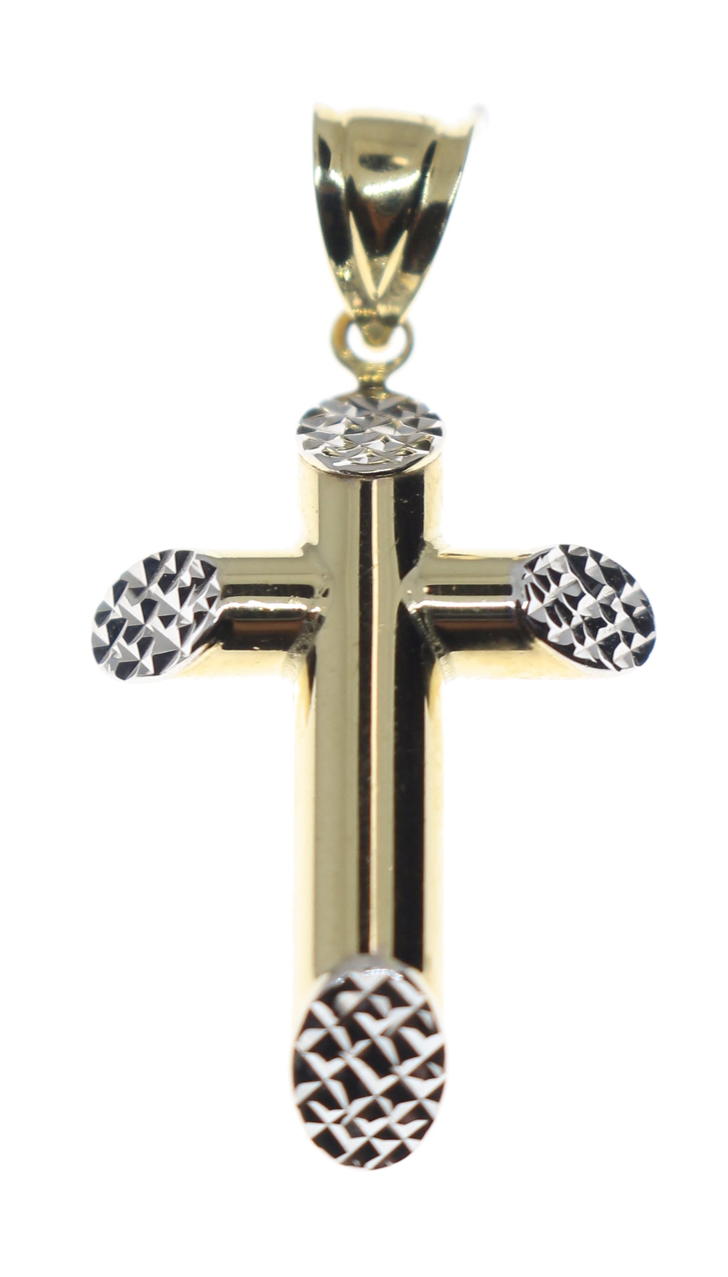 CRUZ TUBO ORO 10K BICOLOR