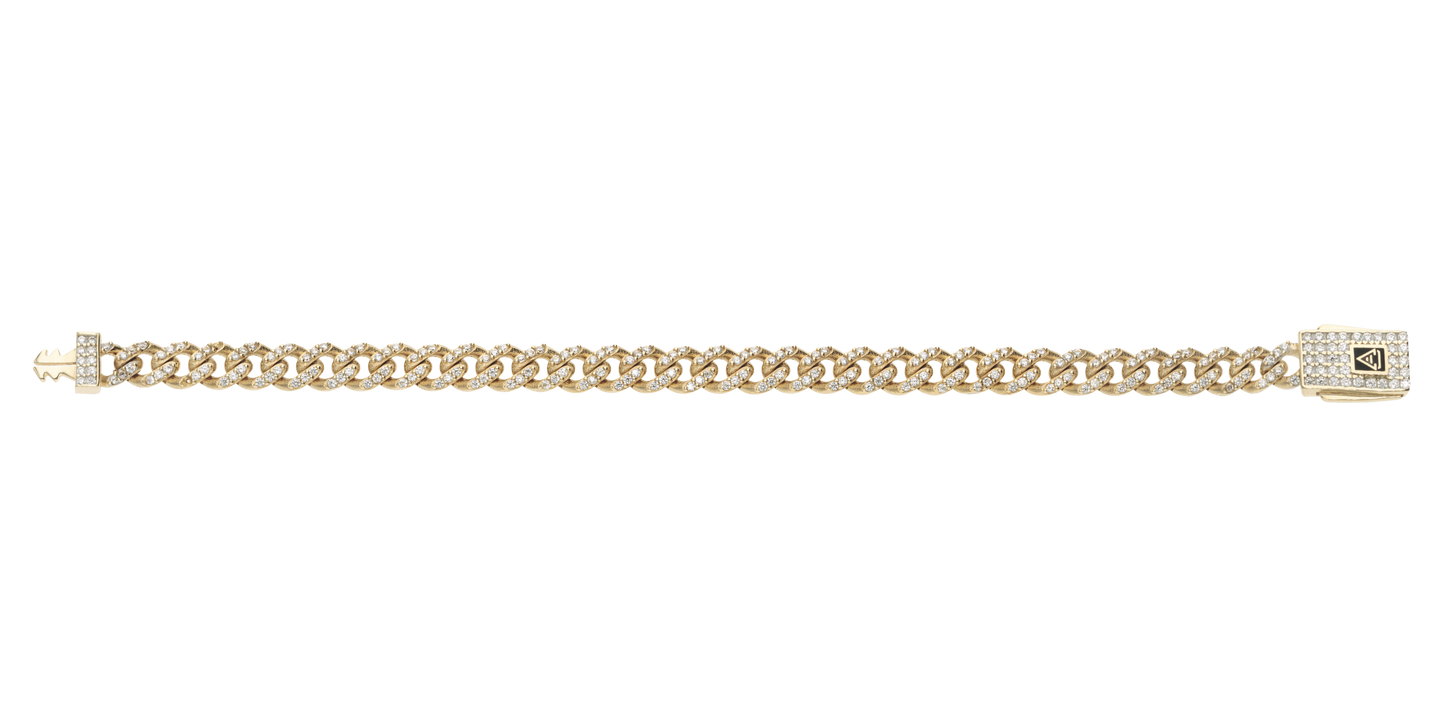 Pulsera Cubana en Oro 10k y 14k con Circonias