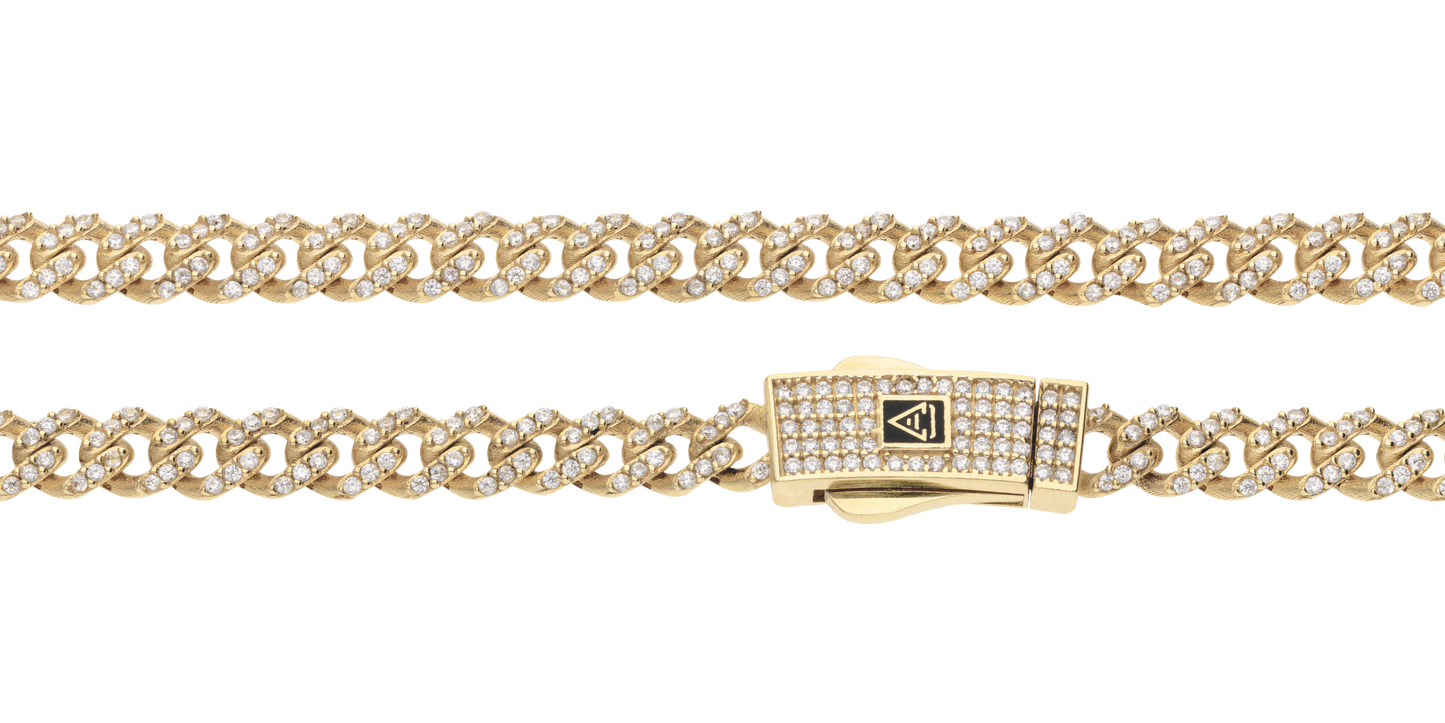 Cadena Cubana en Oro 10k y 14k con Circonias