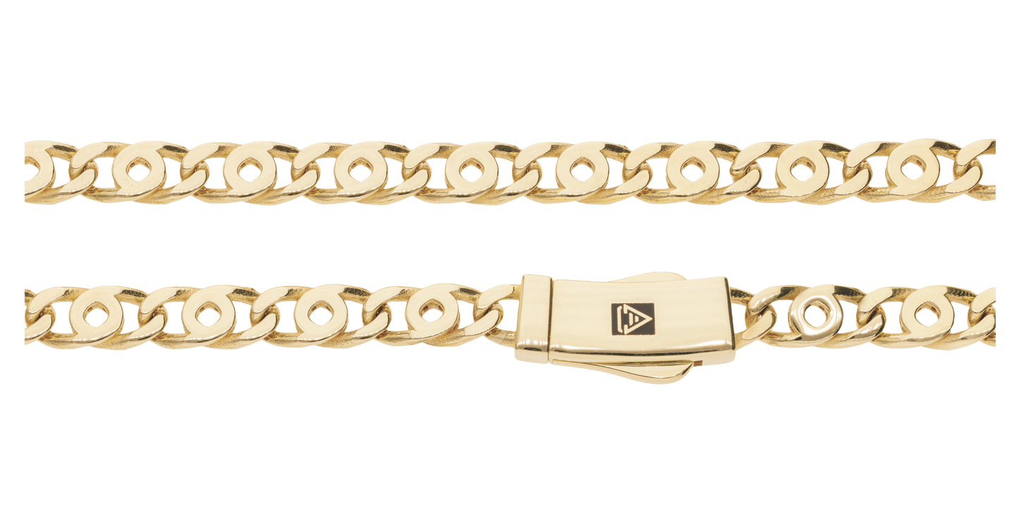 Cadena de Eslabón Alternado Lisa en Oro 10k y 14k
