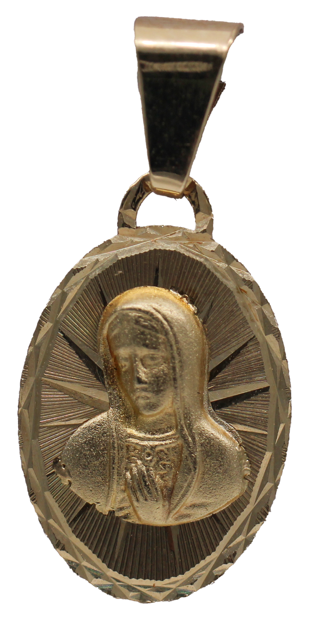 MEDALLA VIRGEN BUSTO ORO 10-14K OVALADA (12mm)