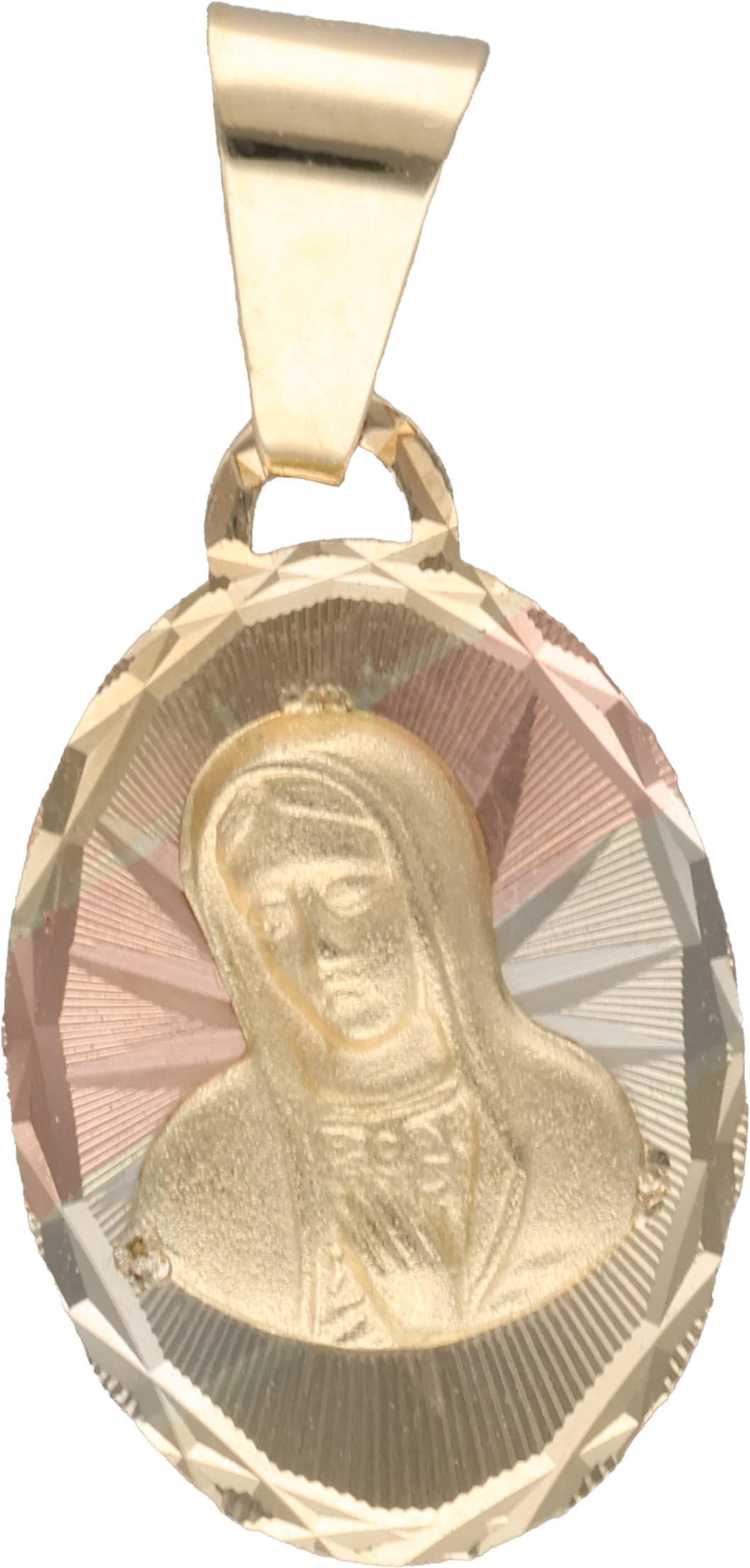 MEDALLA VIRGEN BUSTO ORO 10-14K FLORENTINO (12mm)