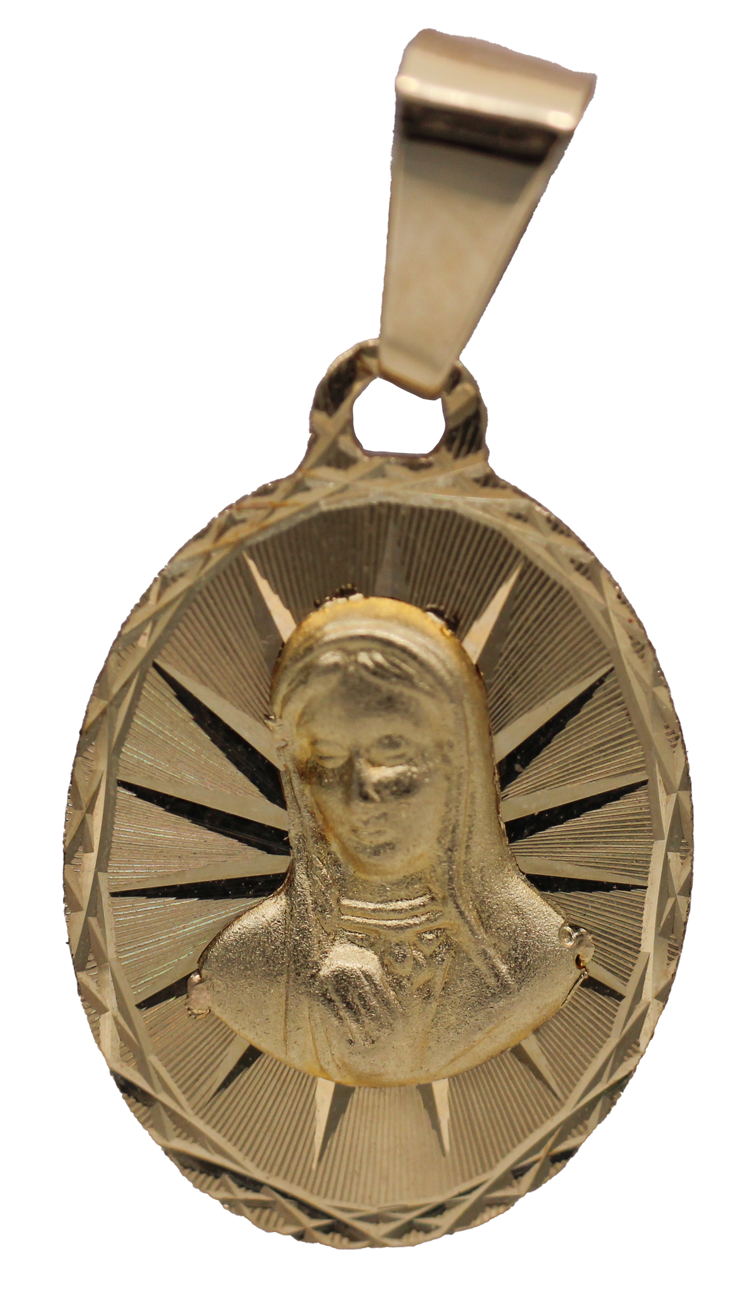 MEDALLA VIRGEN BUSTO ORO 10-14K OVAL (15mm)