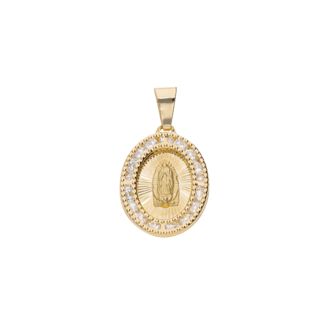 Medalla Virgen de Guadalupe en Oro de 10k y 14k con Circonias