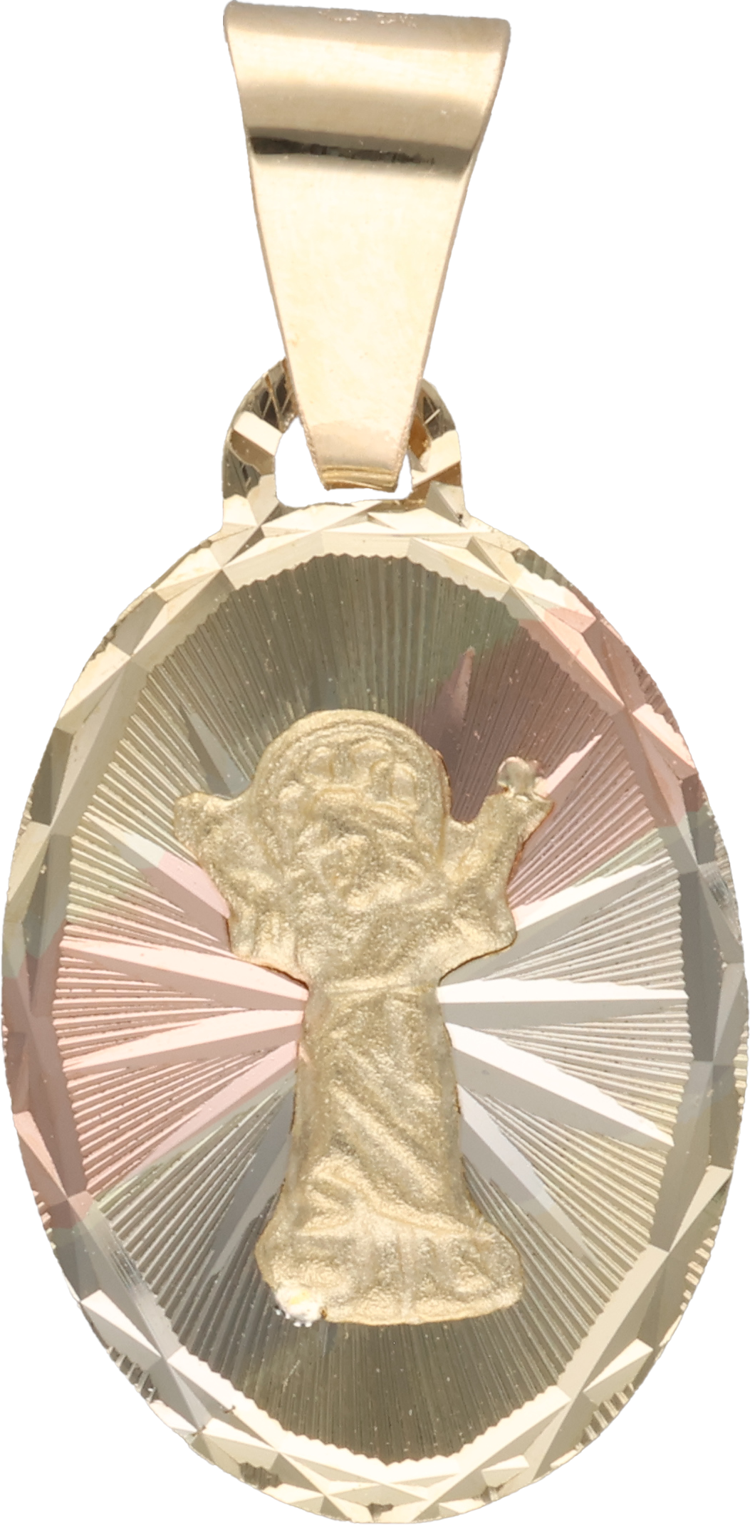 MEDALLA DIVINO NIÑO ORO 10-14K ORO FLORENTINO (15mm)