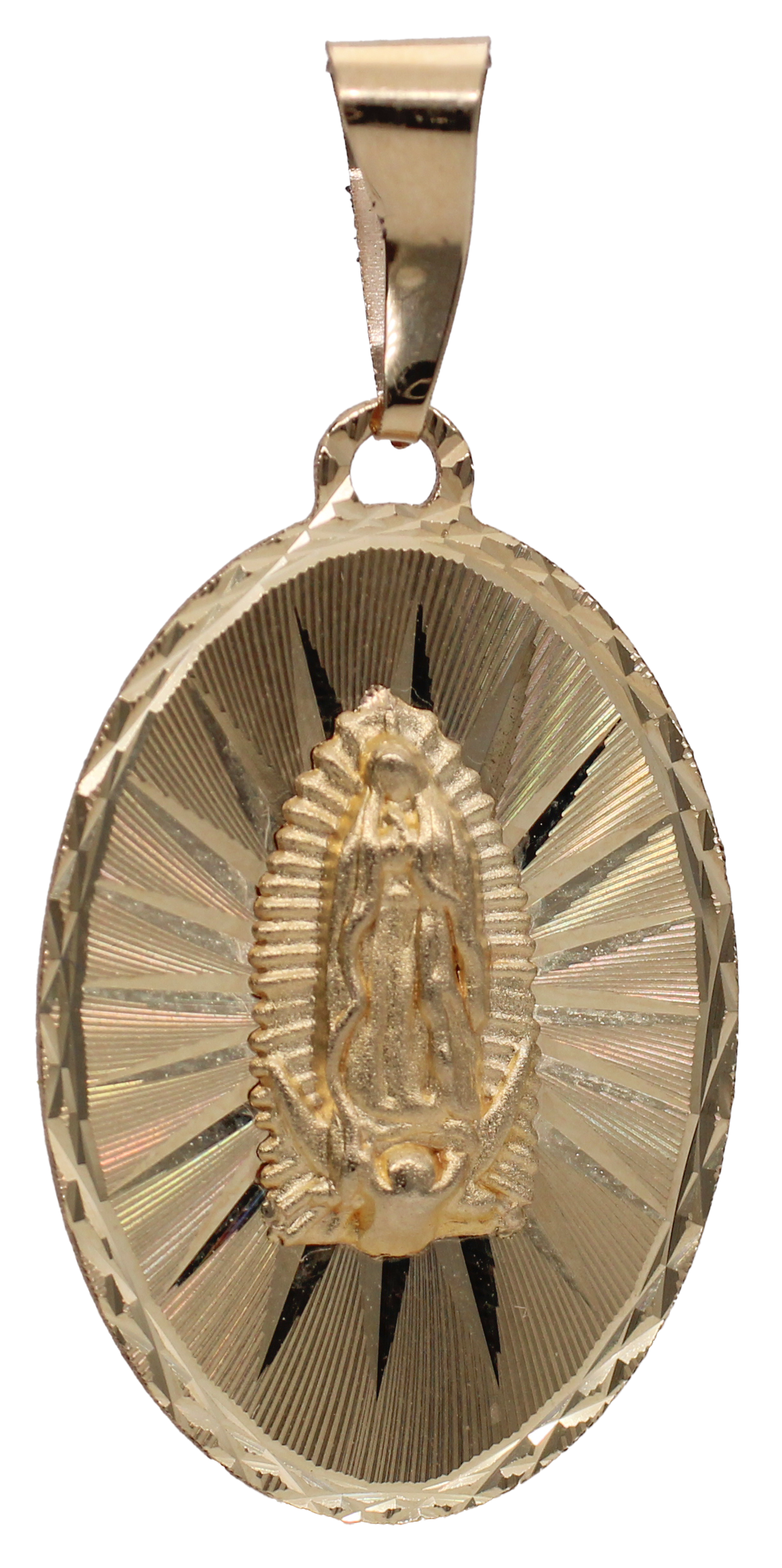 MEDALLA VIRGEN GUADALUPE ORO 10-14K OVALADA (22mm)