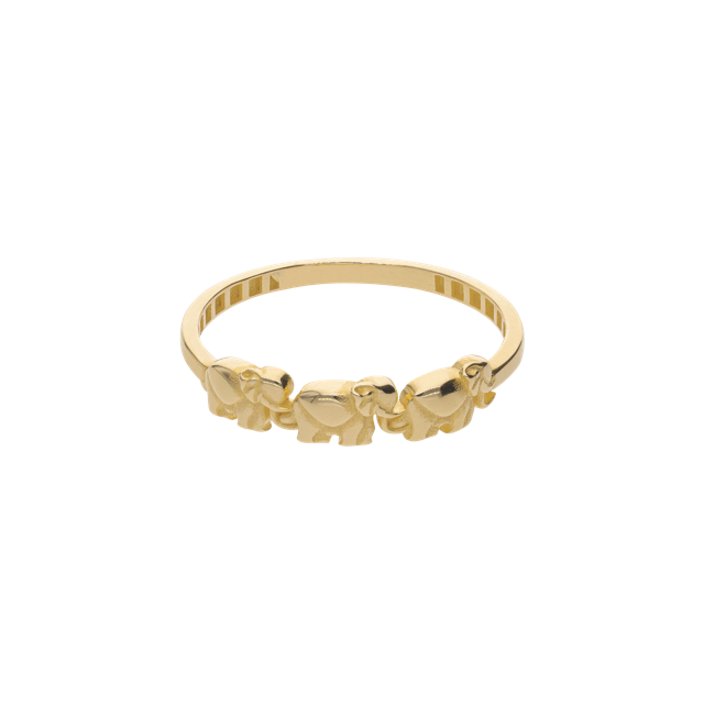 Anillo con 3 Elefantes en Oro de 10k y 14k