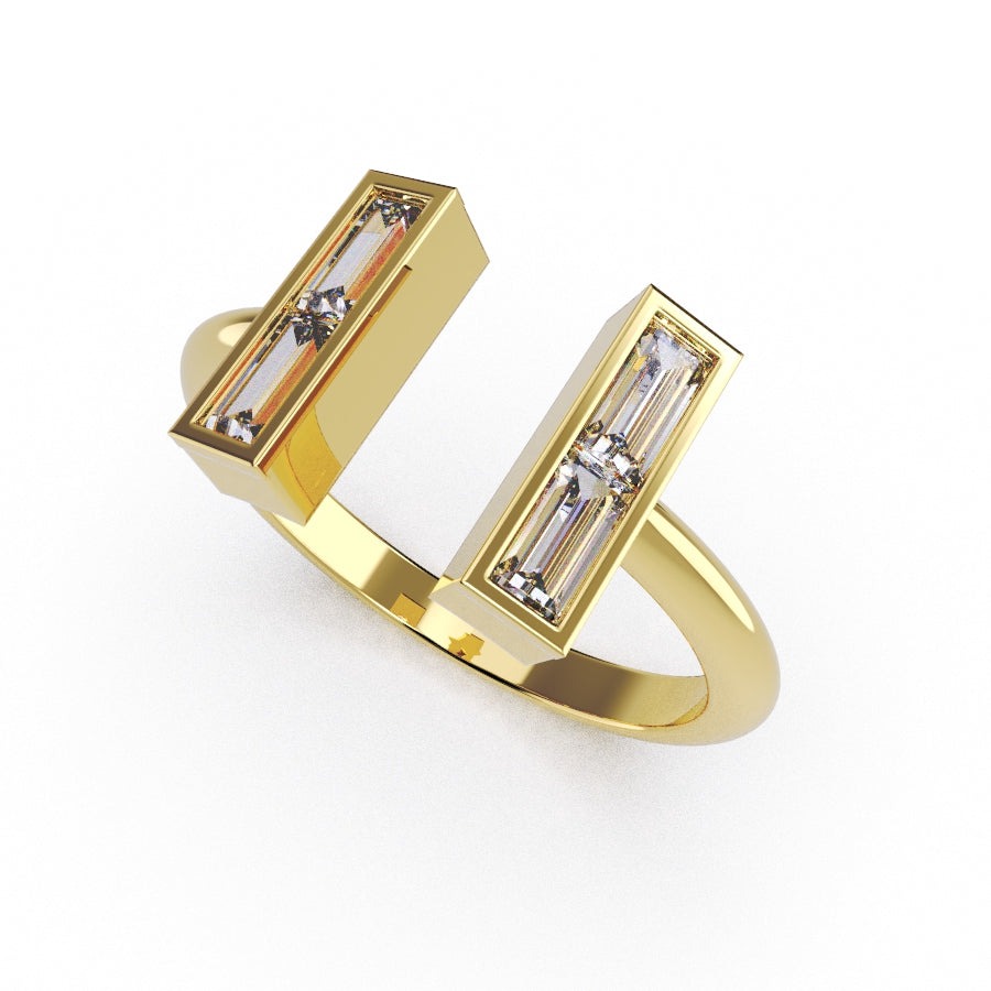 ANILLO TÚ Y YO ORO 4 BAGUETTES