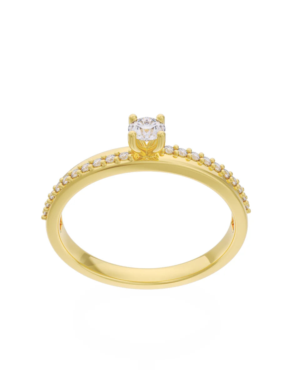 Solitario en Oro Amarillo con Circonias en 10k y 14k