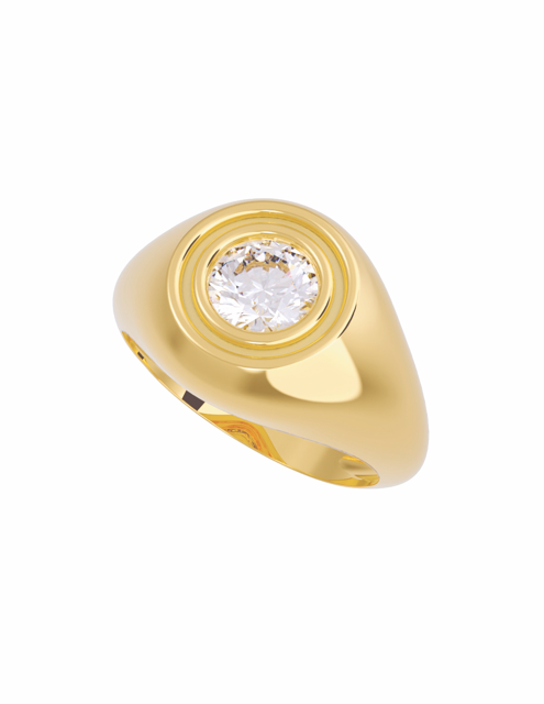 Anillo para Hombre en Oro 10k y 14k con Circonia Central