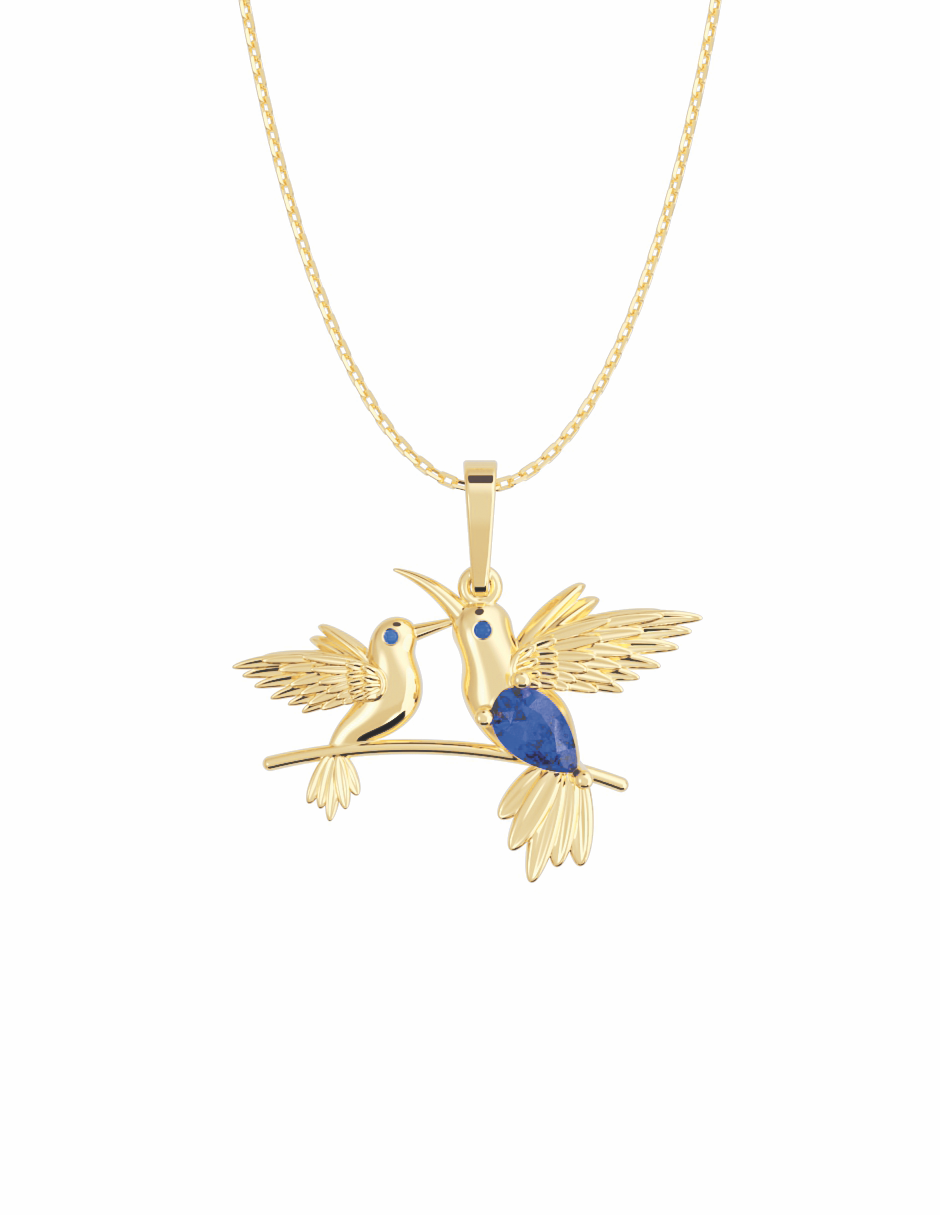 Gargantilla de Colibrís en Oro 10k y 14k con Circonias