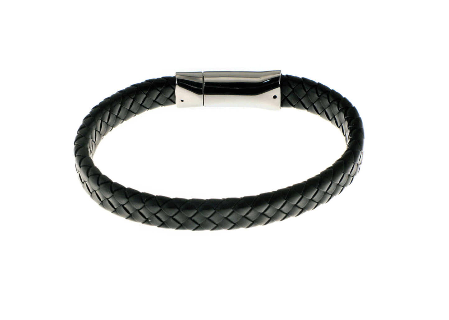 PULSERA PIEL NEGRA ACERO