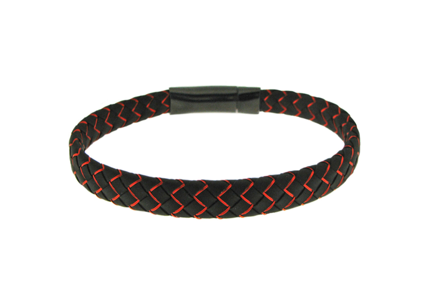PULSERA ACERO NEGRO/ROJO