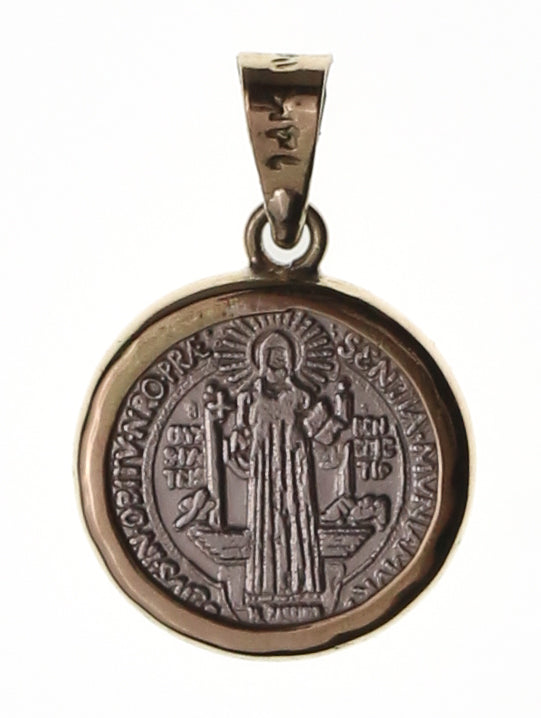 MEDALLA SAN BENITO PLATA/ORO 14K